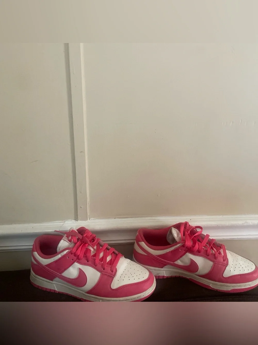 Pink and White womens Low-Top Athletic Sneakers